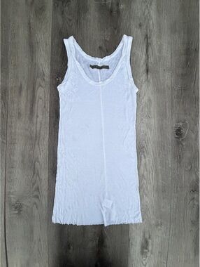Enza Costa white ribbed scoop neck tank top size L